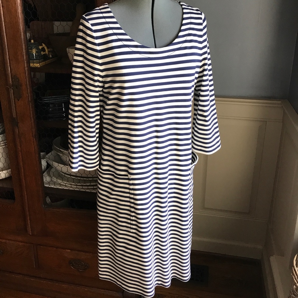 Kate Spade Size 8 3/4 sleeve striped dress pockets